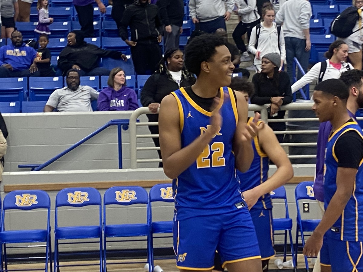 North Little Rock's Robert Griffin celebrates a win Friday night. (Photo by Jeff Halpern)